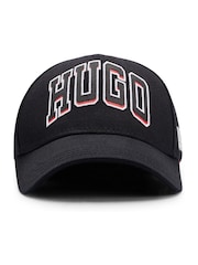 HUGO Black 100% Cotton Twill Cap With Embroidered Logo - Image 5 of 5