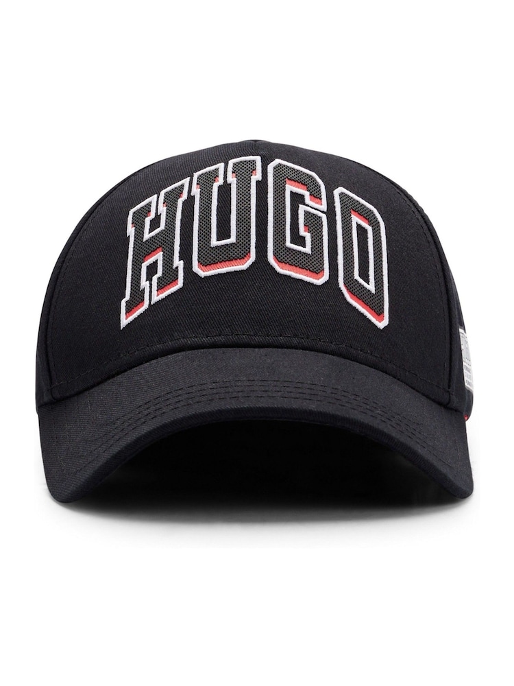 HUGO Black 100% Cotton Twill Cap With Embroidered Logo - Image 5 of 5