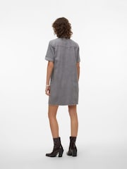 VERO MODA Grey Utility Denim Short Sleeve Shirt Dress - Image 3 of 6