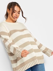 Yours Curve Natural Mixed Stripe Grow On Neck Jumper - Image 1 of 4
