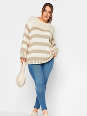 Yours Curve Natural Mixed Stripe Grow On Neck Jumper - Image 2 of 4