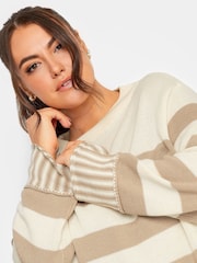 Yours Curve Natural Mixed Stripe Grow On Neck Jumper - Image 4 of 4