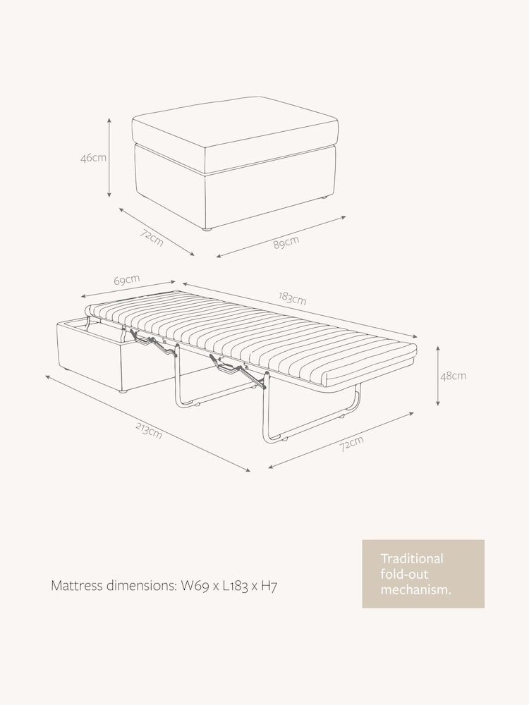 Jay-Be Brushed Twill Linen Cream Brushed Twill Linen Footstool Bed - Image 6 of 6