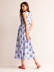 Boden Blue Linen Wrap Midi Dress - Image 2 of 4