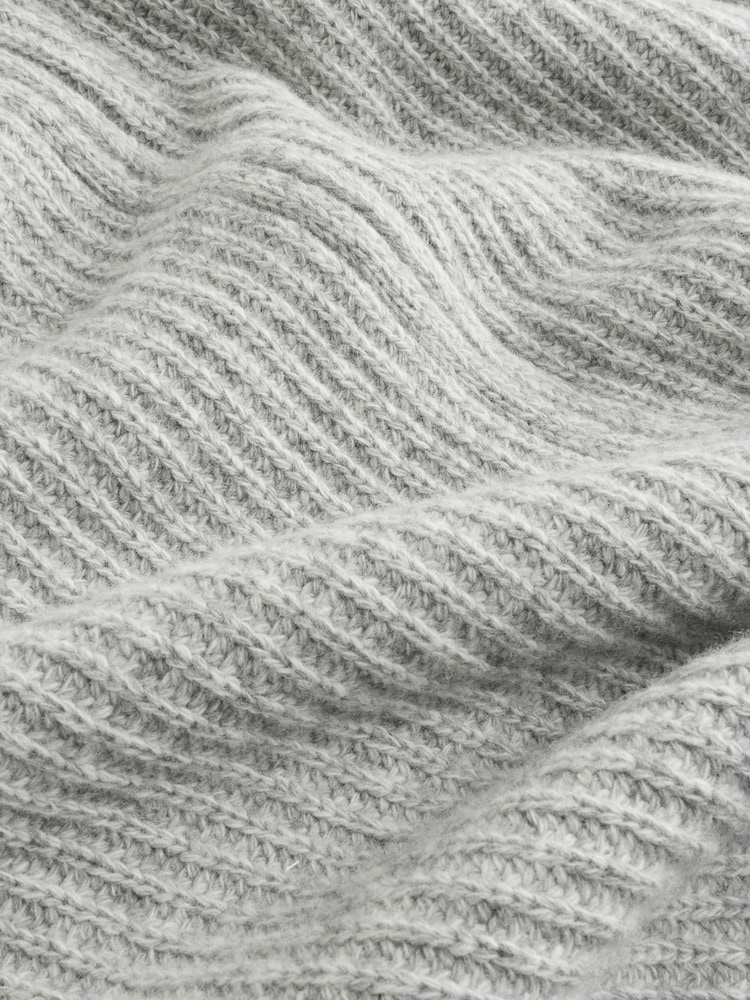 Grey Regular Fit 100% Italian Merino Signature Zip Through Jumper - Image 10 of 10
