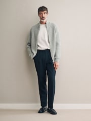 Grey Regular Fit 100% Italian Merino Signature Zip Through Jumper - Image 2 of 10