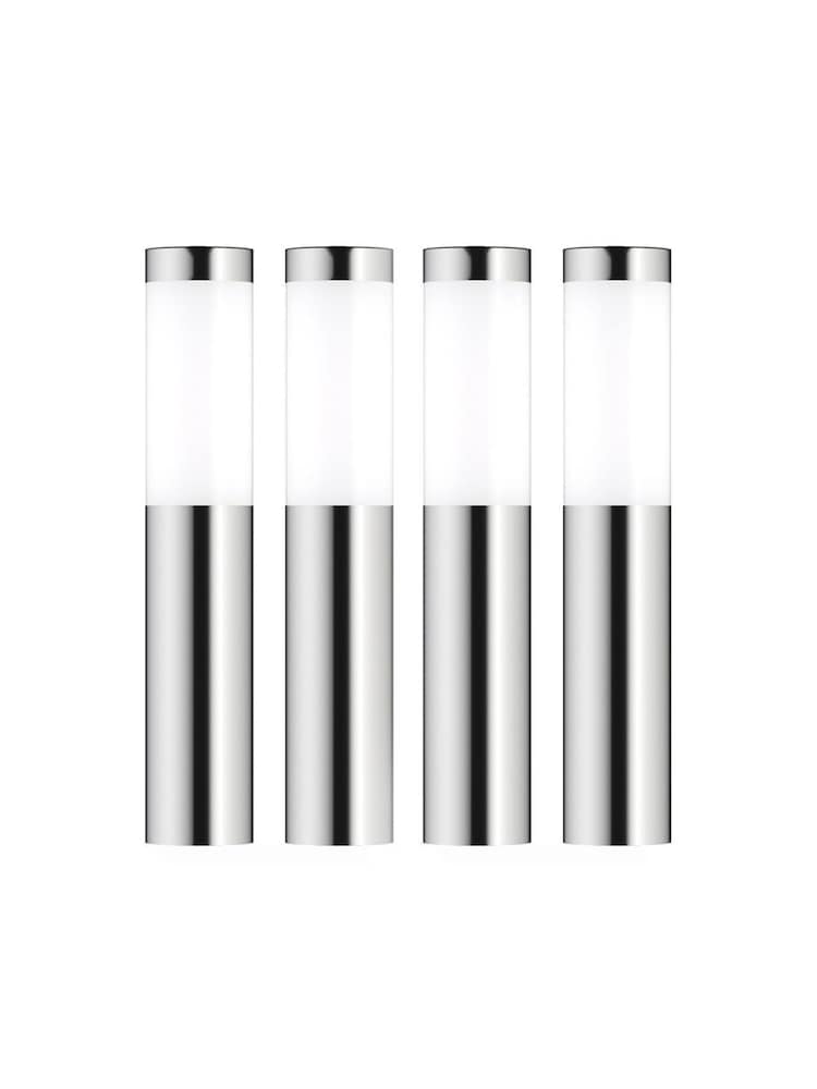 SolarCentre Set of 4 Silver Mini London Solar Post Outdoor Path Finder - Image 1 of 1