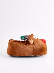 Brown Reindeer Christmas Slippers - Image 2 of 5