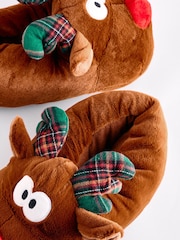 Brown Reindeer Christmas Slippers - Image 5 of 5