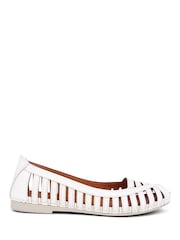 Pavers White Pavers Leather Open Toe Ballet Flats - Image 1 of 6