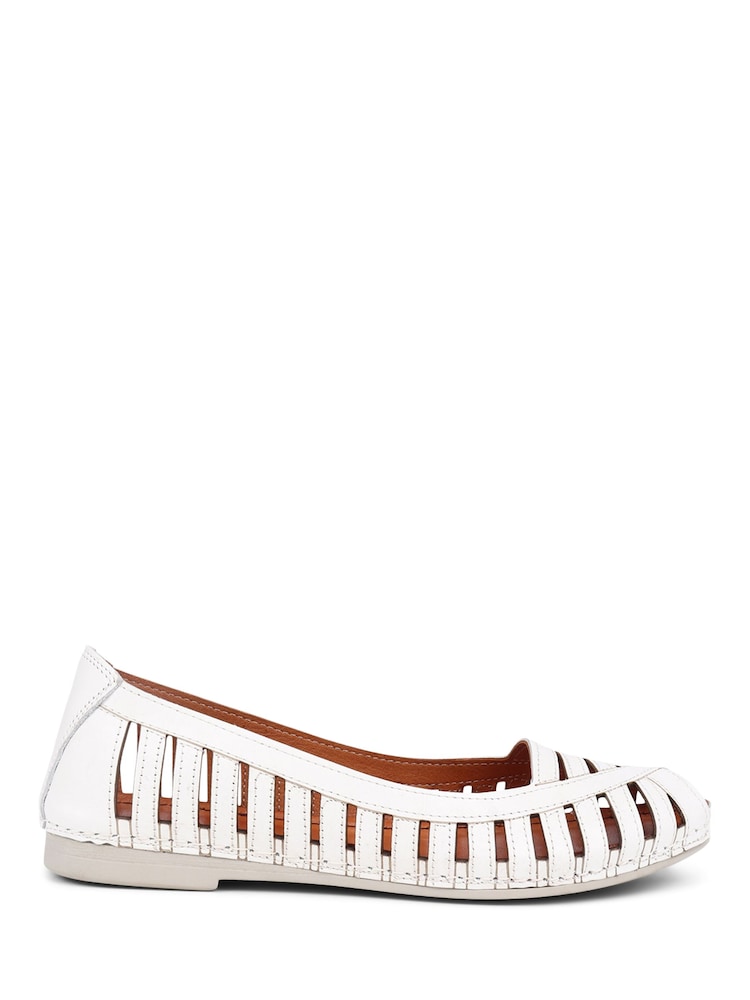 Pavers White Pavers Leather Open Toe Ballet Flats - Image 1 of 6