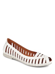 Pavers White Pavers Leather Open Toe Ballet Flats - Image 2 of 6