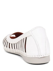Pavers White Pavers Leather Open Toe Ballet Flats - Image 3 of 6