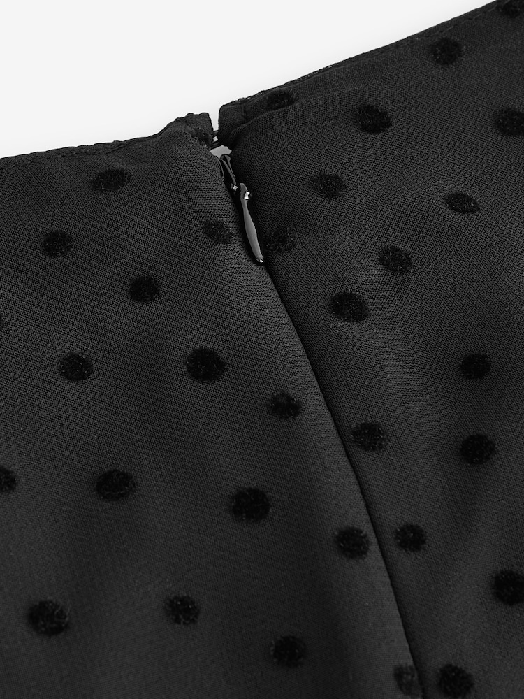 Black On Black Polka Dot Spot Bow Neck Detail Long Sleeve Mini Dress - Image 7 of 7 Black On Black Polka Dot Spot Bow Neck Detail Long Sleeve Mini Dress - Image 7 of 7
