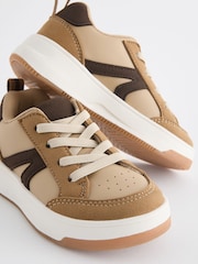 Tan Brown Wide Fit (G) Elastic Lace Trainers - Image 3 of 5