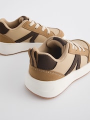 Tan Brown Wide Fit (G) Elastic Lace Trainers - Image 4 of 5