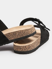 Yours Curve Black Faux Suede Buckle Strap Footbed Sandals In Extra Wide EEE Fit - Image 4 of 6