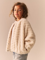 Cream Borg Fleece Bomber Jacket (3-16yrs) - Image 1 of 8