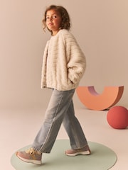 Cream Borg Fleece Bomber Jacket (3-16yrs) - Image 2 of 8
