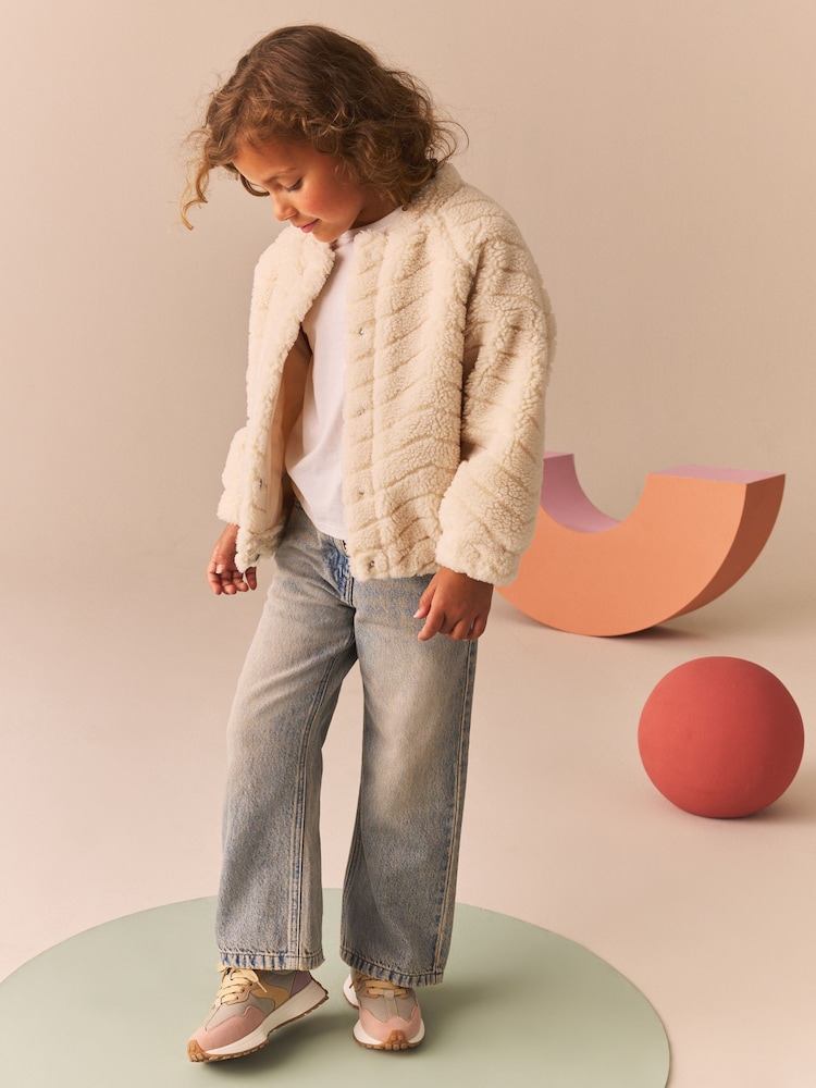 Cream Borg Fleece Bomber Jacket (3-16yrs) - Image 3 of 8