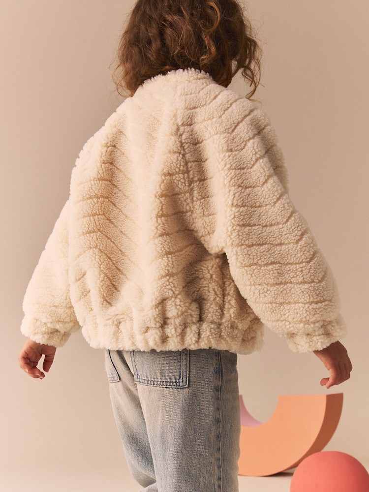 Cream Borg Fleece Bomber Jacket (3-16yrs) - Image 4 of 8