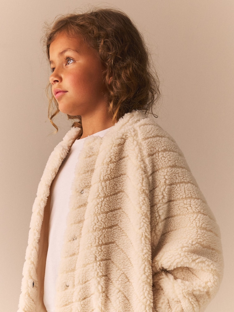 Cream Borg Fleece Bomber Jacket (3-16yrs) - Image 5 of 8