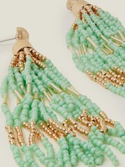 Accessorize Green Tassel Drop Earrings - Image 2 of 3