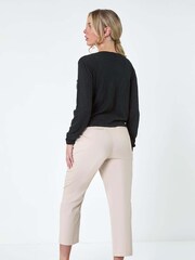 Roman Black Waterfall Front Cotton Knit Cardigan - Image 3 of 5