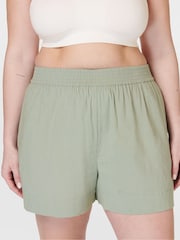 Sweaty Betty Savannah Green Summer Stretch Linen Shorts - Image 1 of 6