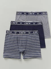 Crew Clothing Grey Company Grey Stripe Cotton Classic Boxers 3 pack - Image 1 of 2