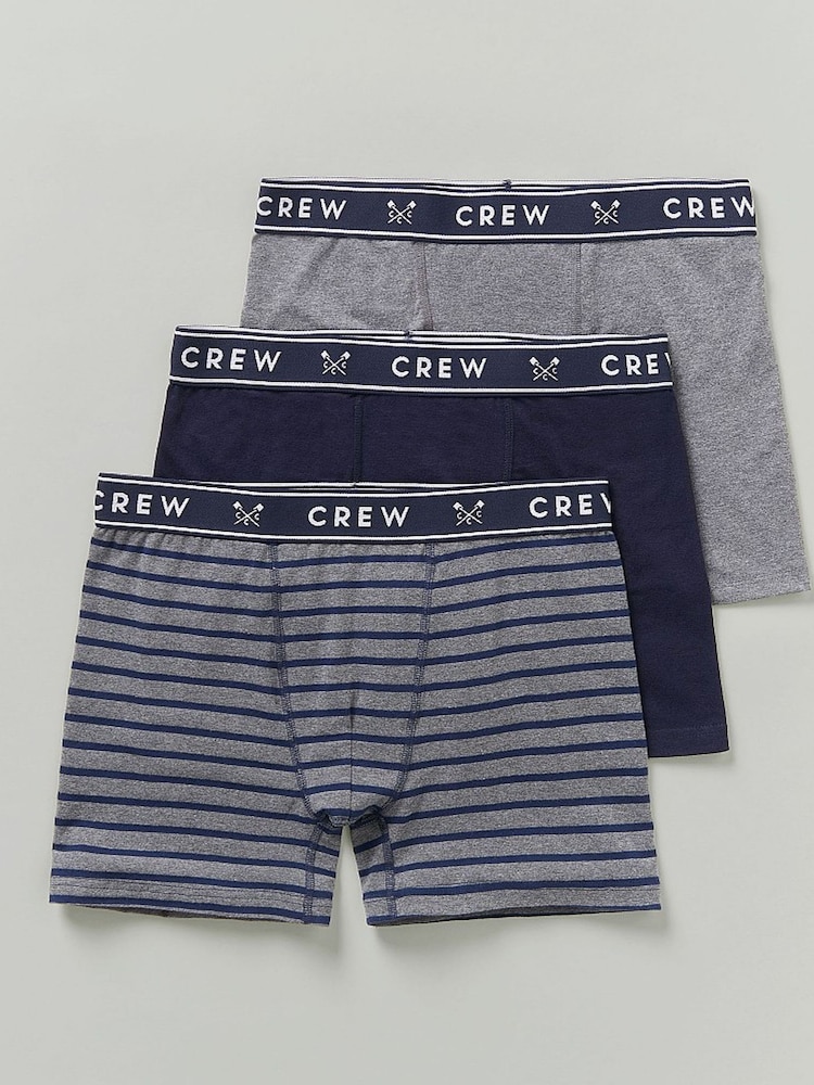 Crew Clothing Grey Company Grey Stripe Cotton Classic Boxers 3 pack - Image 1 of 2 Crew Clothing Grey Company Grey Stripe Cotton Classic Boxers 3 pack - Image 1 of 2