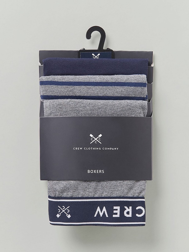 Crew Clothing Grey Company Grey Stripe Cotton Classic Boxers 3 pack - Image 2 of 2 Crew Clothing Grey Company Grey Stripe Cotton Classic Boxers 3 pack - Image 2 of 2