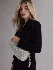 Silver Tabitha Simmons Ana Sparkle Barrel Shoulder Bag - Image 1 of 15