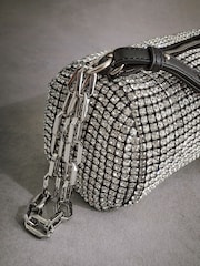 Silver Tabitha Simmons Ana Sparkle Barrel Shoulder Bag - Image 12 of 15