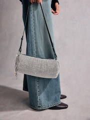 Silver Tabitha Simmons Ana Sparkle Barrel Shoulder Bag - Image 6 of 15