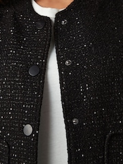 Black Sequin Bomber Jacket - Image 5 of 9