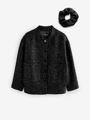 Black Sequin Bomber Jacket - Image 8 of 9