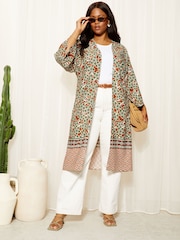 Curves Like These Brown Long Sleeve Longline Kimono - Image 3 of 4