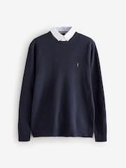 Navy/Grey Oxford Mock 100% Cotton Shirt Jumper 2 Pack - Image 8 of 10
