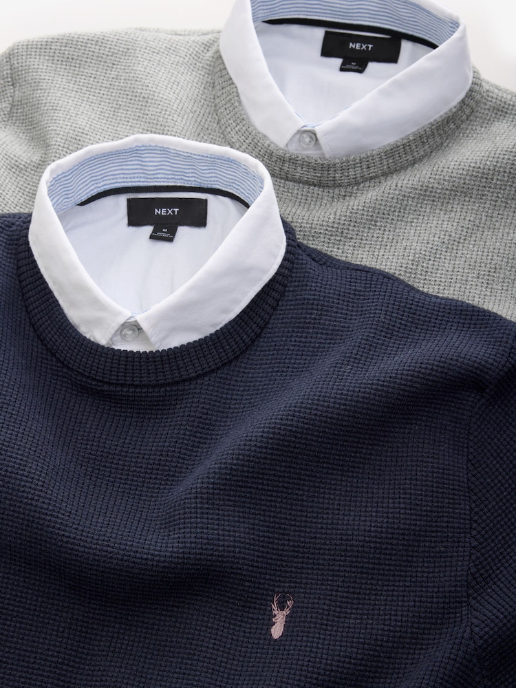 Oxford marine/gris - Masque 100% Coton Chemises Pull 2 Lot - Image 9 of 10