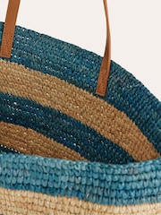 Boden Blue Raffia Tote Bag - Image 2 of 2
