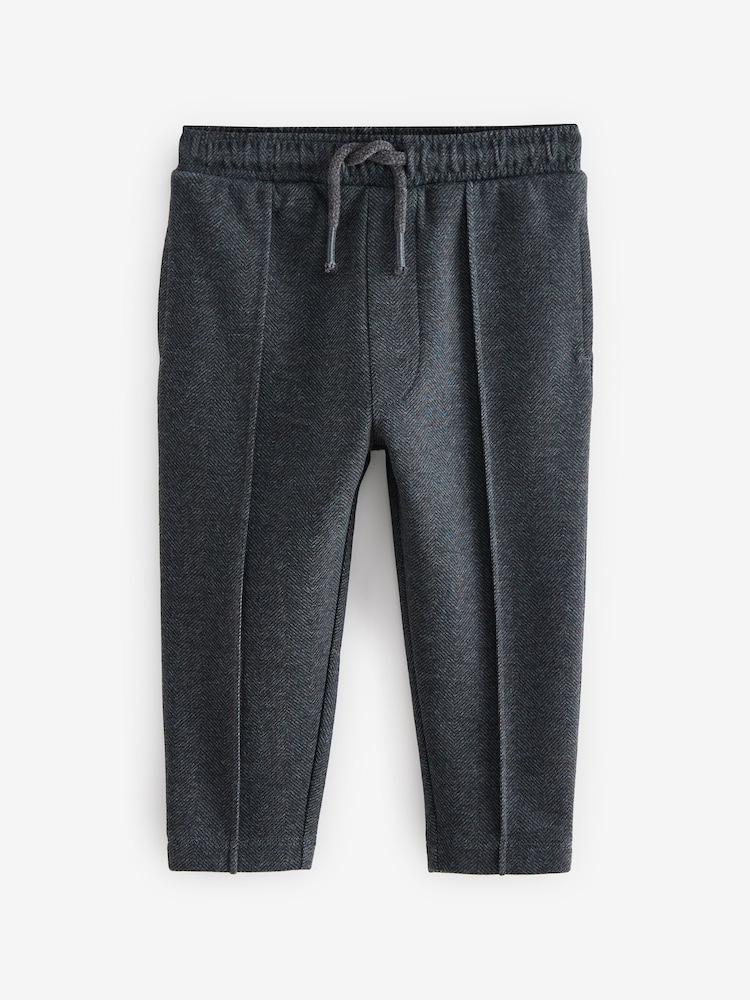 Charcoal Grey Herringbone Pintuck Jersey Joggers (3mths-7yrs) - Image 1 of 4