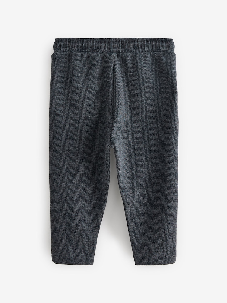 Charcoal Grey Herringbone Pintuck Jersey Joggers (3mths-7yrs) - Image 2 of 4