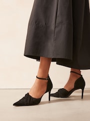 Black Forever Comfort® Standard/Wide Fit Leather Knot Point Toe Heel Court Shoes - Image 1 of 6