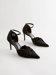 Black Forever Comfort® Standard/Wide Fit Leather Knot Point Toe Heel Court Shoes - Image 2 of 6