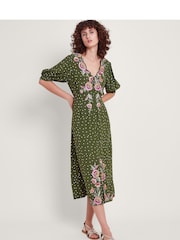 Monsoon Green Myla Embroidered Tea Dress - Image 1 of 5