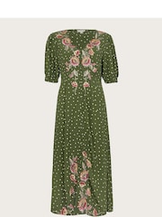 Monsoon Green Myla Embroidered Tea Dress - Image 5 of 5