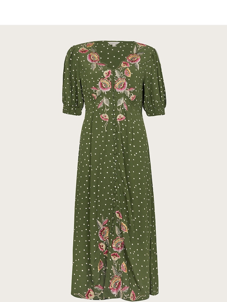 Monsoon Green Myla Embroidered Tea Dress - Image 5 of 5