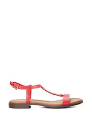 Dune London Red Chain T-Bar Lottys Flat Sandals - Image 2 of 5