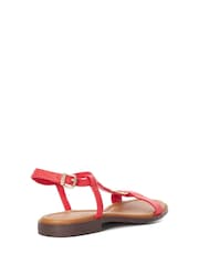 Dune London Red Chain T-Bar Lottys Flat Sandals - Image 4 of 5